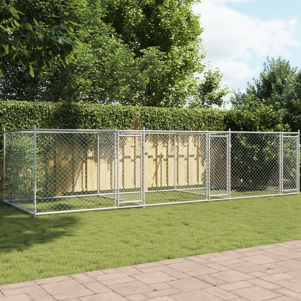 Cage Pour Chien Avec Portes Gris 6X2X1,5 M Acier Galvanisé