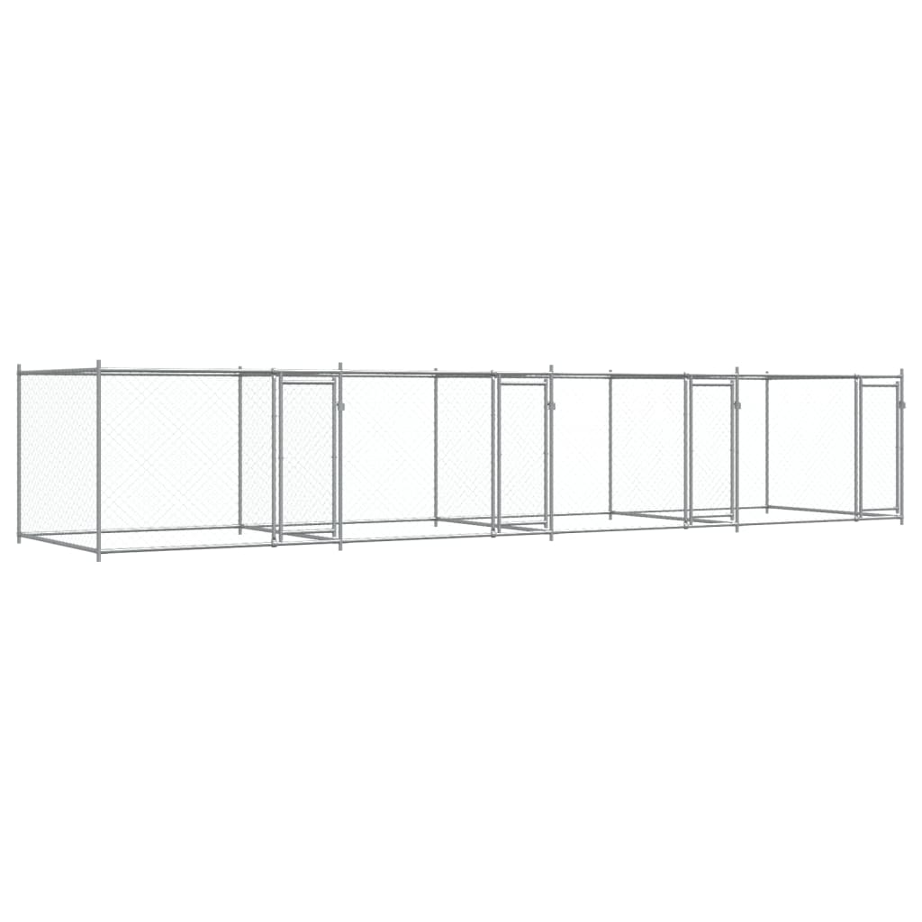 Cage Pour Chien Avec Portes Gris 8X2X1,5 M Acier Galvanisé