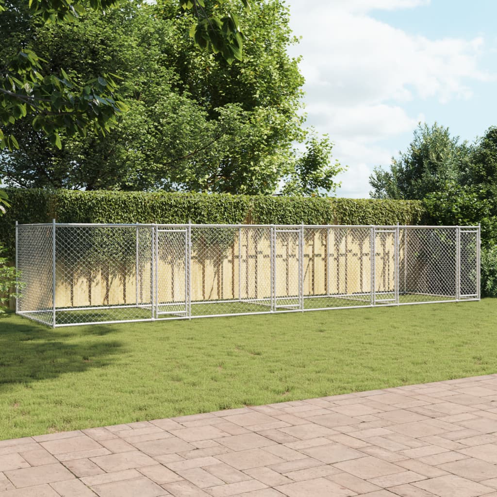 Cage Pour Chien Avec Portes Gris 8X2X1,5 M Acier Galvanisé