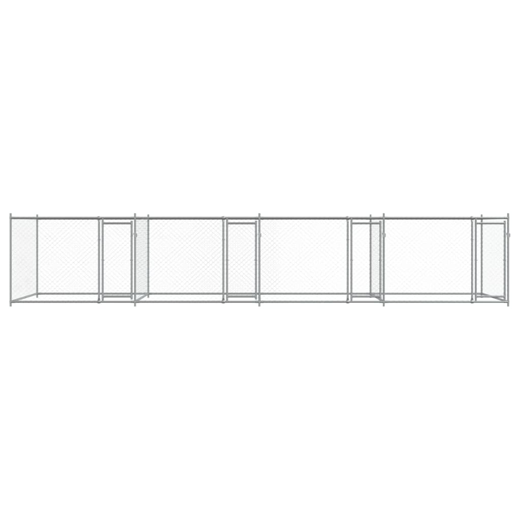 Cage Pour Chien Avec Portes Gris 8X2X1,5 M Acier Galvanisé
