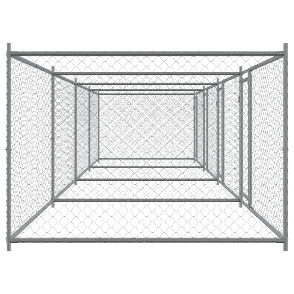 Cage Pour Chien Avec Portes Gris 8X2X1,5 M Acier Galvanisé