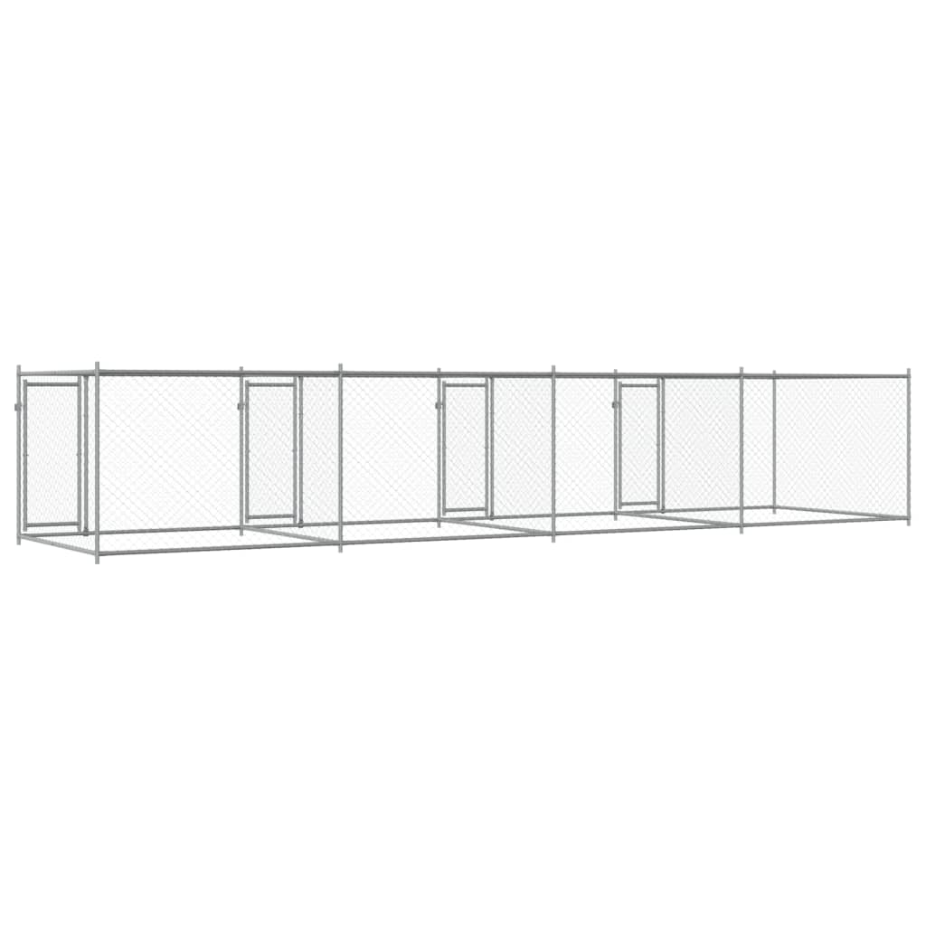 Cage Pour Chien Avec Portes Gris 8X2X1,5 M Acier Galvanisé