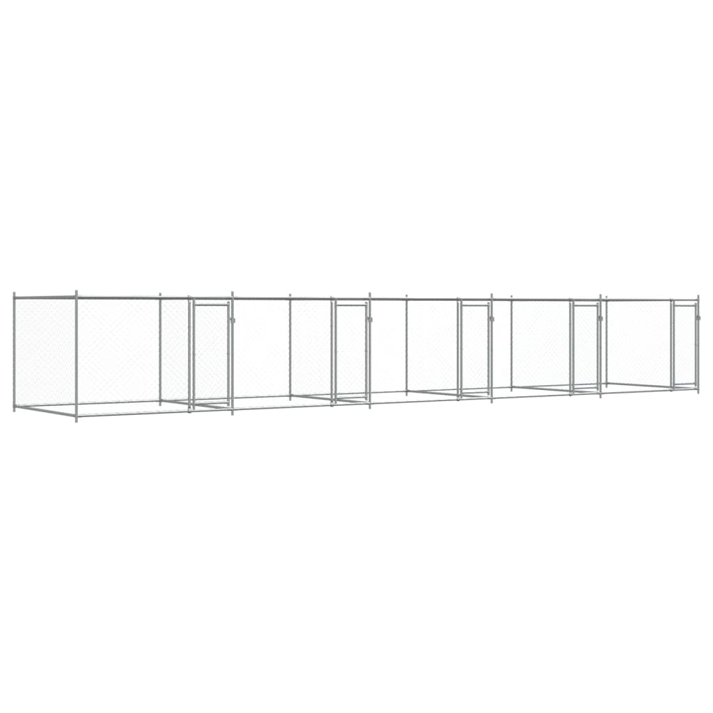 Cage Pour Chien Avec Portes Gris 10X2X1,5 M Acier Galvanisé