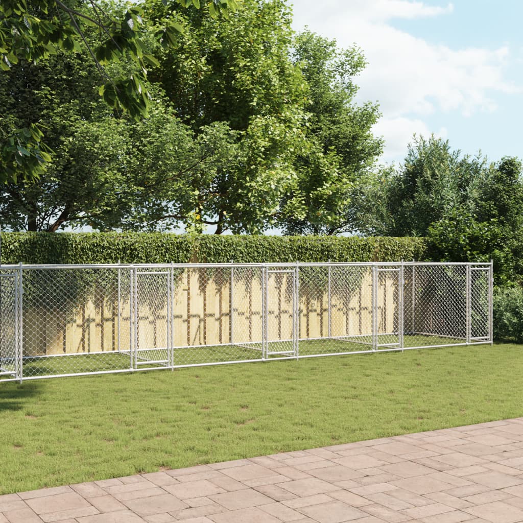 Cage Pour Chien Avec Portes Gris 10X2X1,5 M Acier Galvanisé
