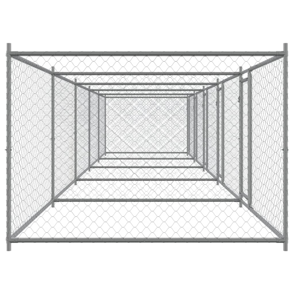 Cage Pour Chien Avec Portes Gris 10X2X1,5 M Acier Galvanisé