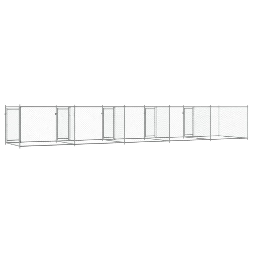Cage Pour Chien Avec Portes Gris 10X2X1,5 M Acier Galvanisé