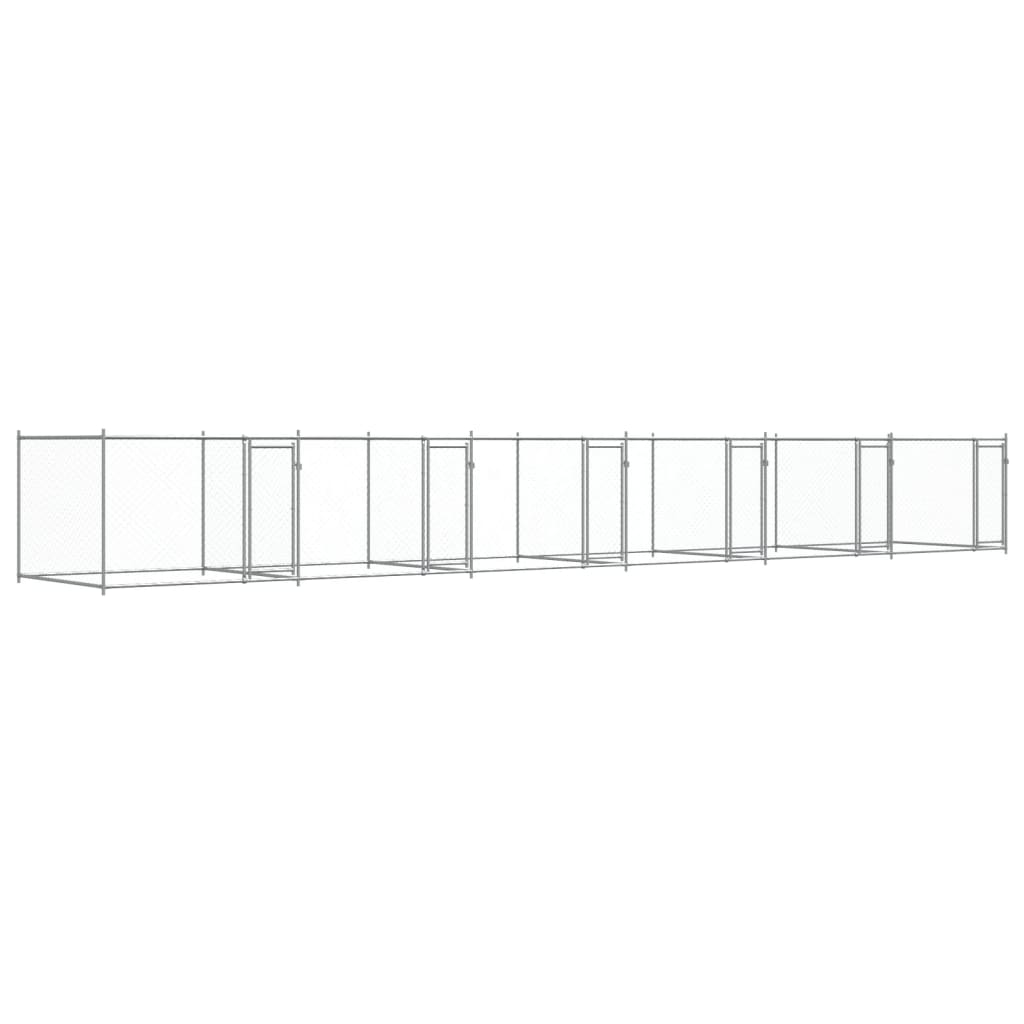 Cage Pour Chien Avec Portes Gris 12X2X1,5 M Acier Galvanisé
