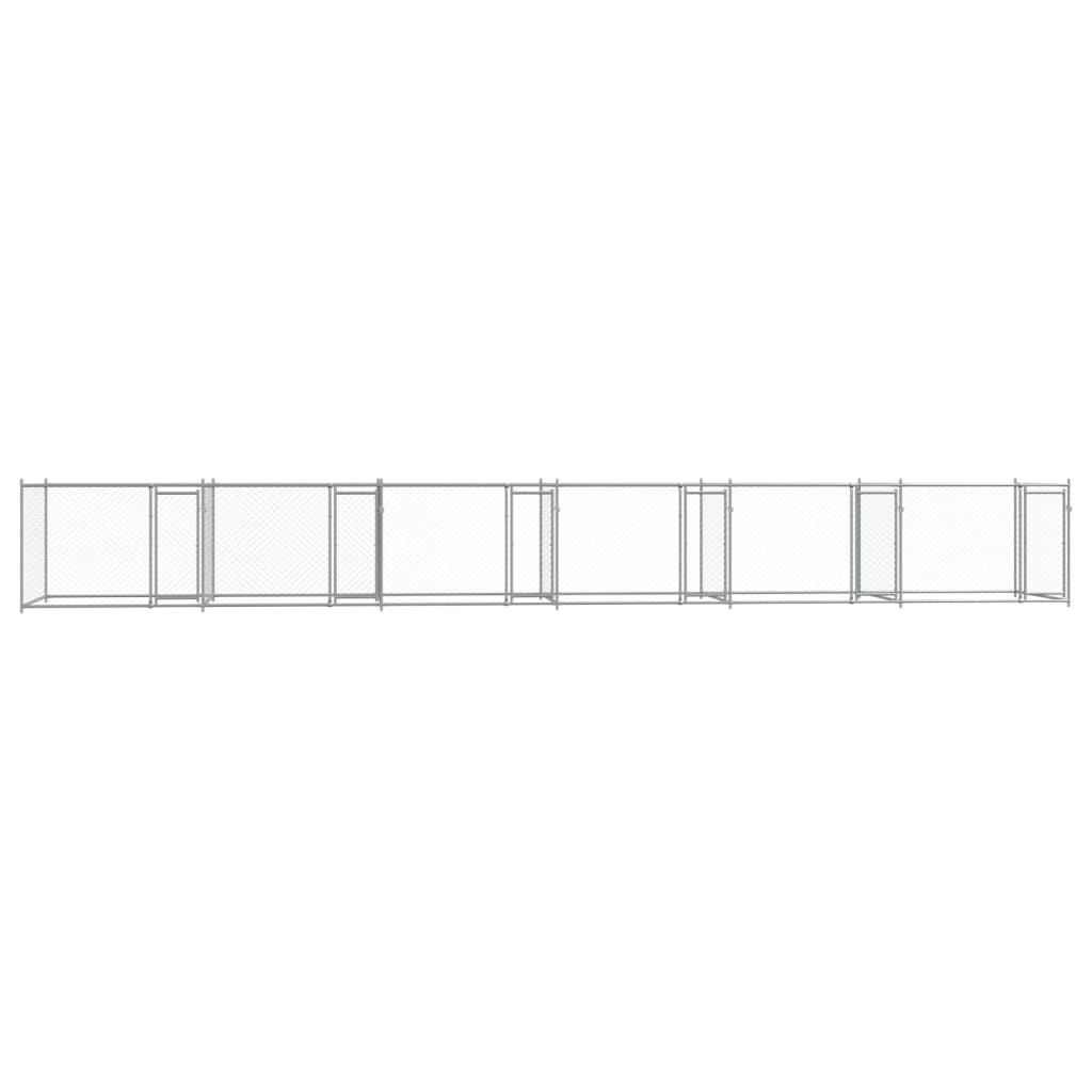 Cage Pour Chien Avec Portes Gris 12X2X1,5 M Acier Galvanisé