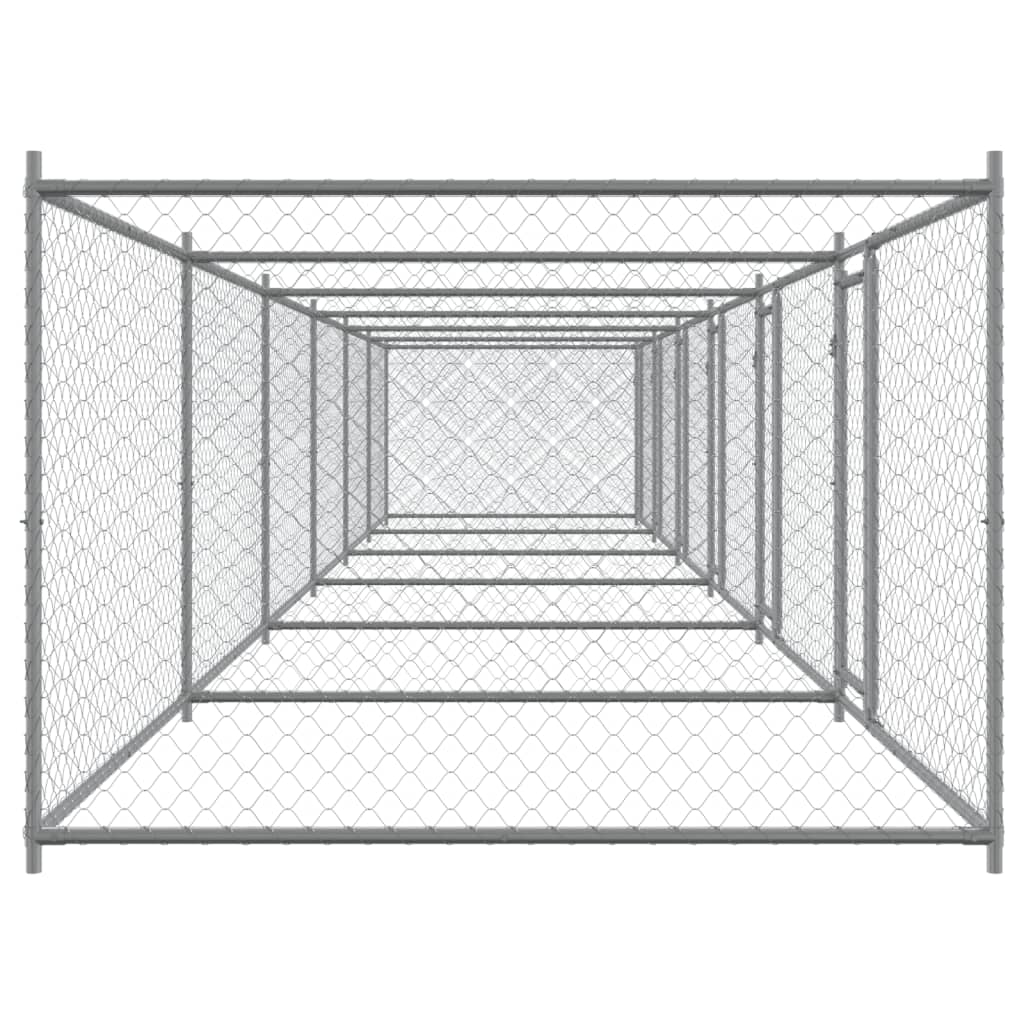 Cage Pour Chien Avec Portes Gris 12X2X1,5 M Acier Galvanisé