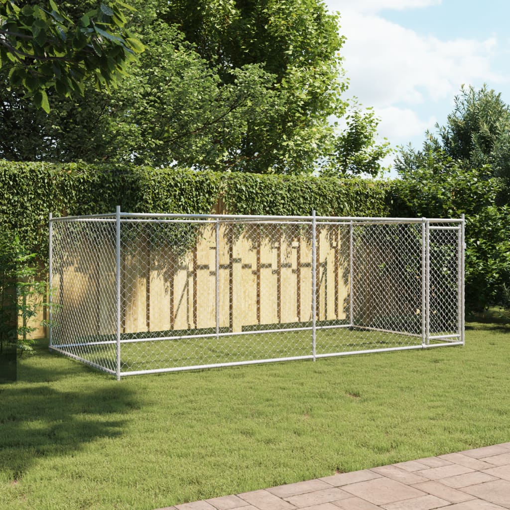 Cage Pour Chien Avec Porte Gris 4X2X1,5 M Acier Galvanisé