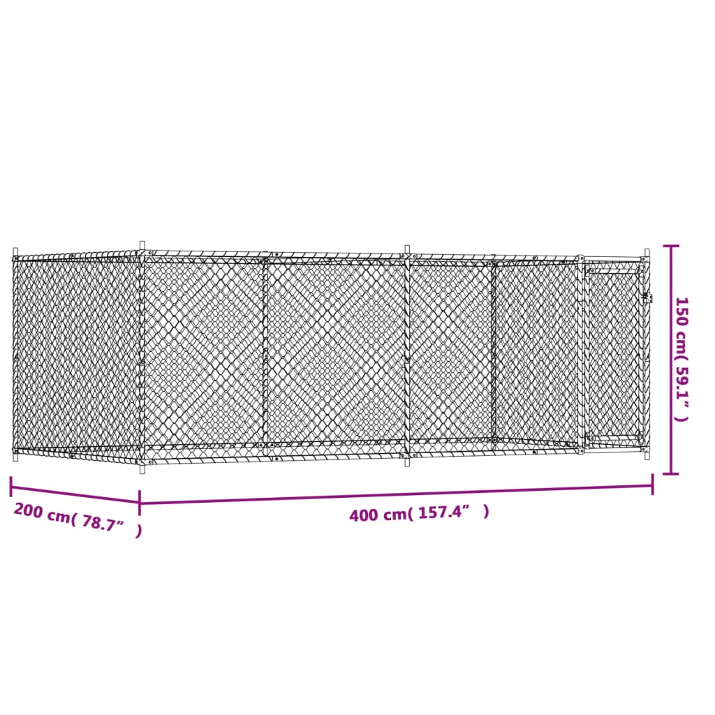 Cage Pour Chien Avec Porte Gris 4X2X1,5 M Acier Galvanisé