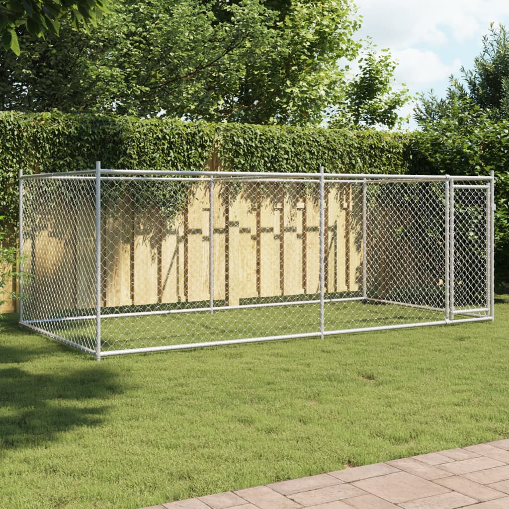 Cage Pour Chien Avec Porte Gris 4X2X1,5 M Acier Galvanisé