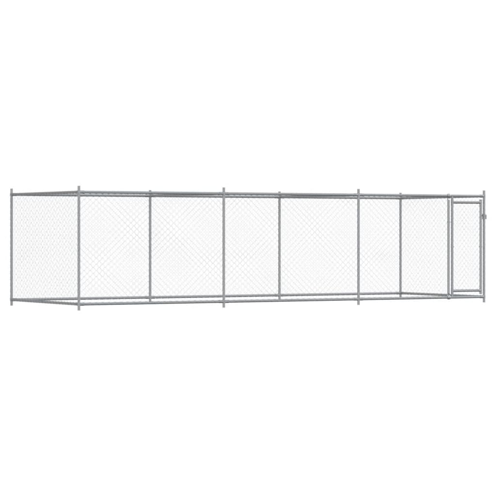 Cage Pour Chien Avec Porte Gris 6X2X1,5 M Acier Galvanisé