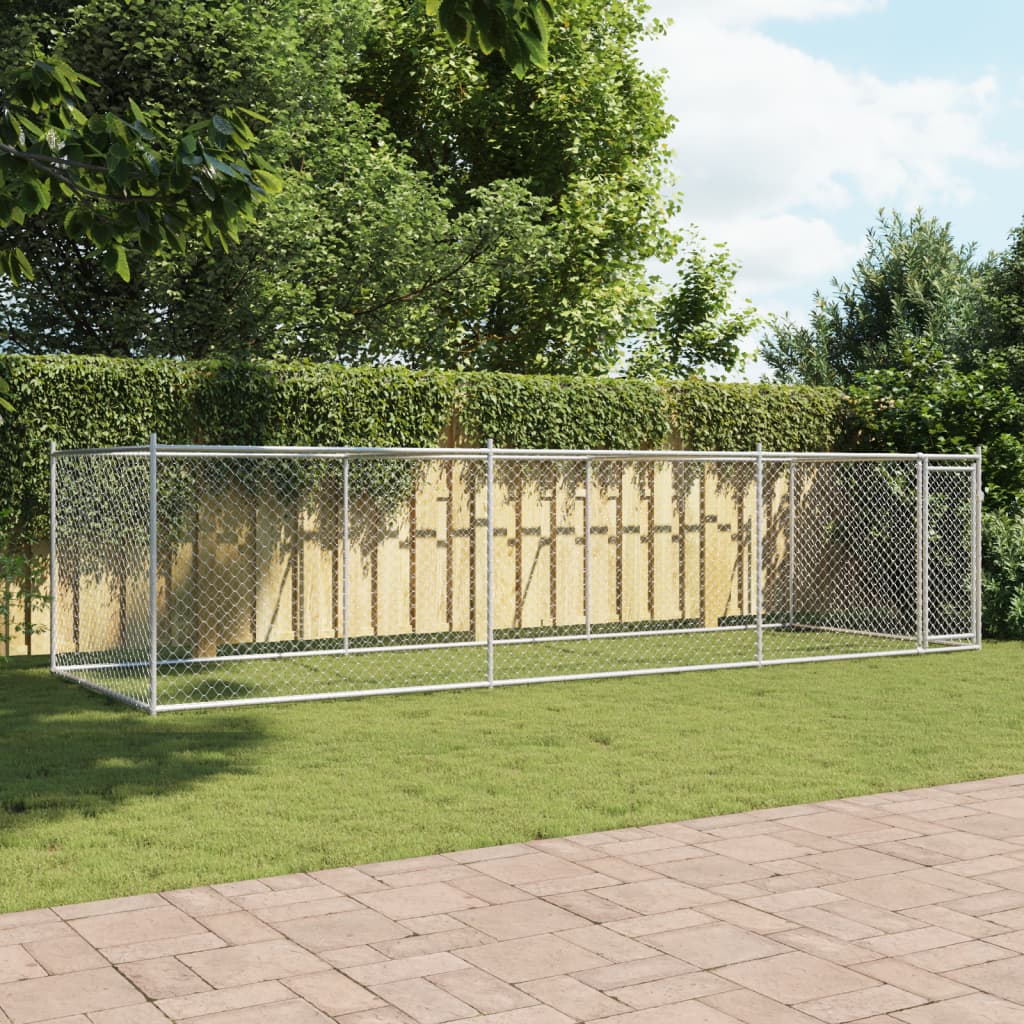 Cage Pour Chien Avec Porte Gris 6X2X1,5 M Acier Galvanisé