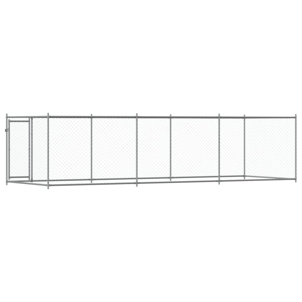 Cage Pour Chien Avec Porte Gris 6X2X1,5 M Acier Galvanisé