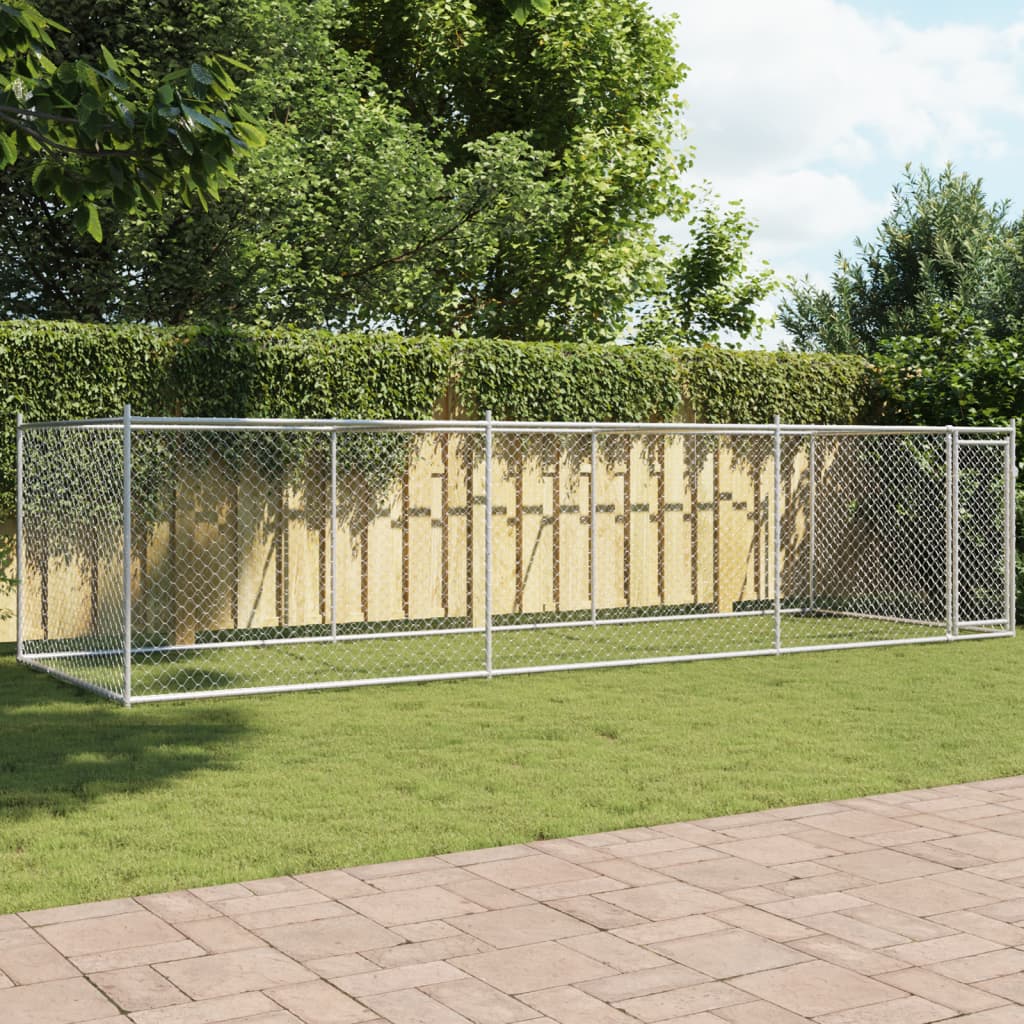 Cage Pour Chien Avec Porte Gris 6X2X1,5 M Acier Galvanisé