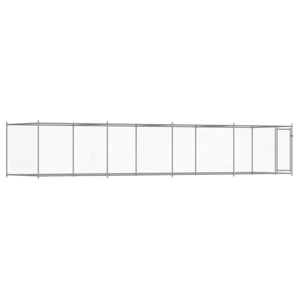 Cage Pour Chien Avec Porte Gris 8X2X1,5 M Acier Galvanisé