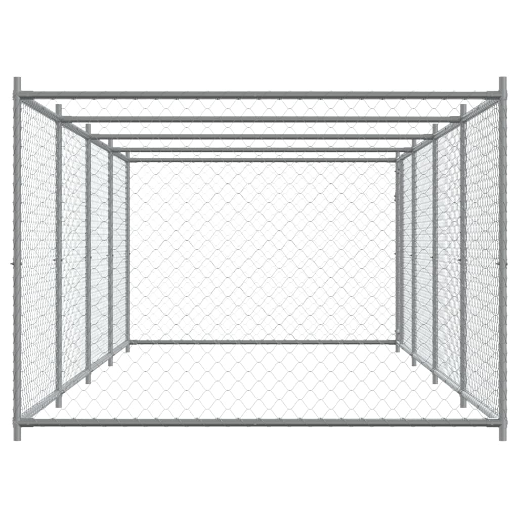Cage Pour Chien Avec Porte Gris 8X2X1,5 M Acier Galvanisé