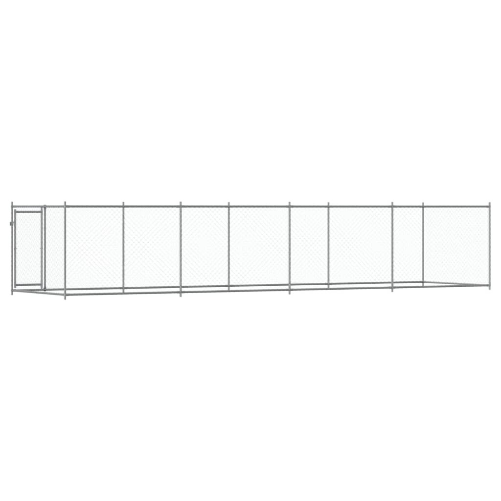 Cage Pour Chien Avec Porte Gris 8X2X1,5 M Acier Galvanisé