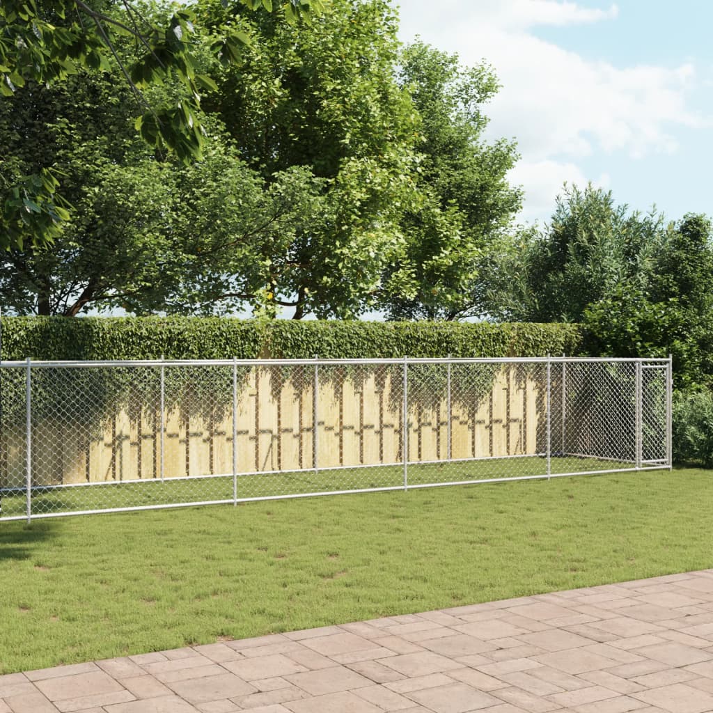 Cage Pour Chien Avec Porte Gris 12X2X1,5 M Acier Galvanisé