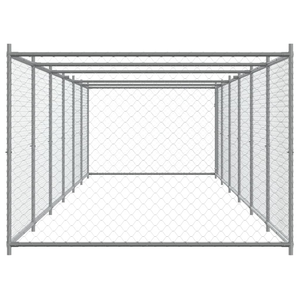 Cage Pour Chien Avec Porte Gris 12X2X1,5 M Acier Galvanisé