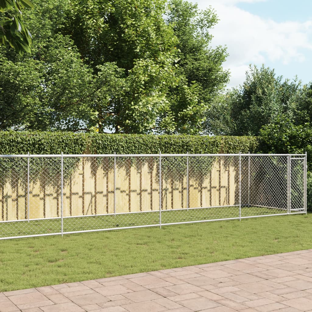 Cage Pour Chien Avec Porte Gris 12X2X1,5 M Acier Galvanisé