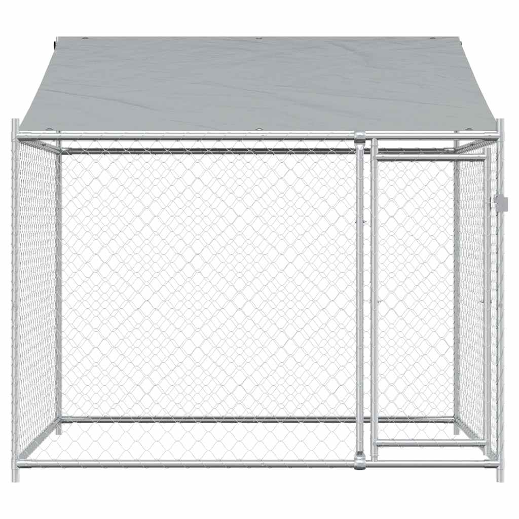 Cage Pour Chien Avec Toit Et Porte Gris Acier Galvanisé