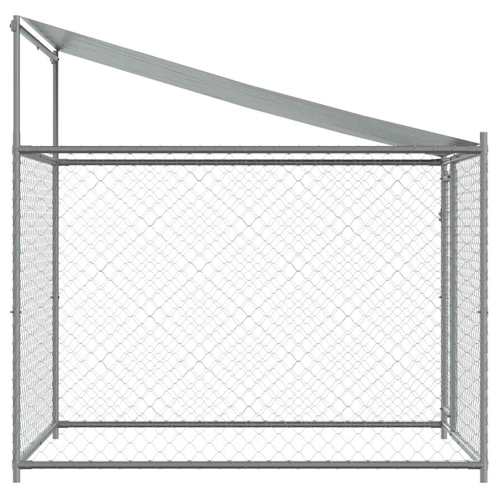Cage Pour Chien Avec Toit Et Porte Gris Acier Galvanisé