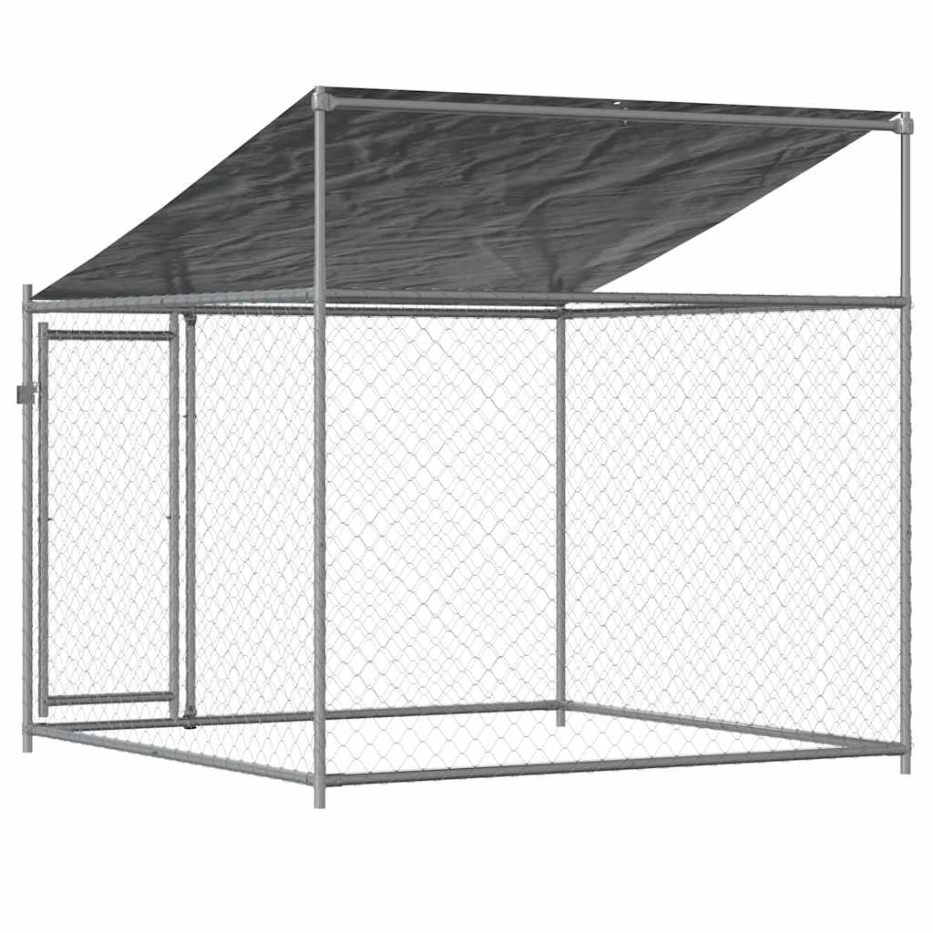 Cage Pour Chien Avec Toit Et Porte Gris Acier Galvanisé