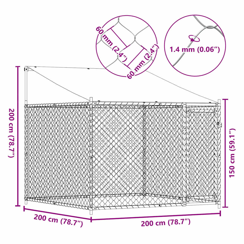 Cage Pour Chien Avec Toit Et Porte Gris Acier Galvanisé