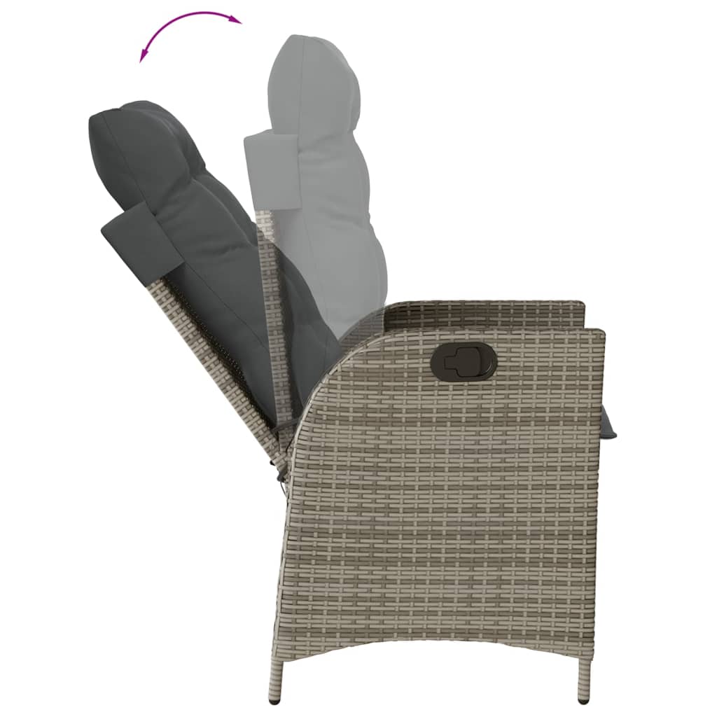 Ensemble À Manger De Jardin 9 Pcs Coussins Gris Résine Tressée