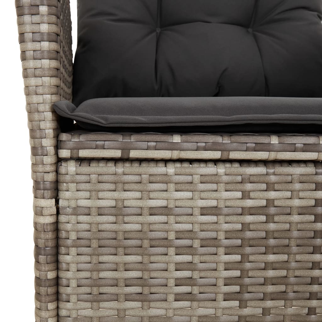 Ensemble À Manger De Jardin 9 Pcs Coussins Gris Résine Tressée