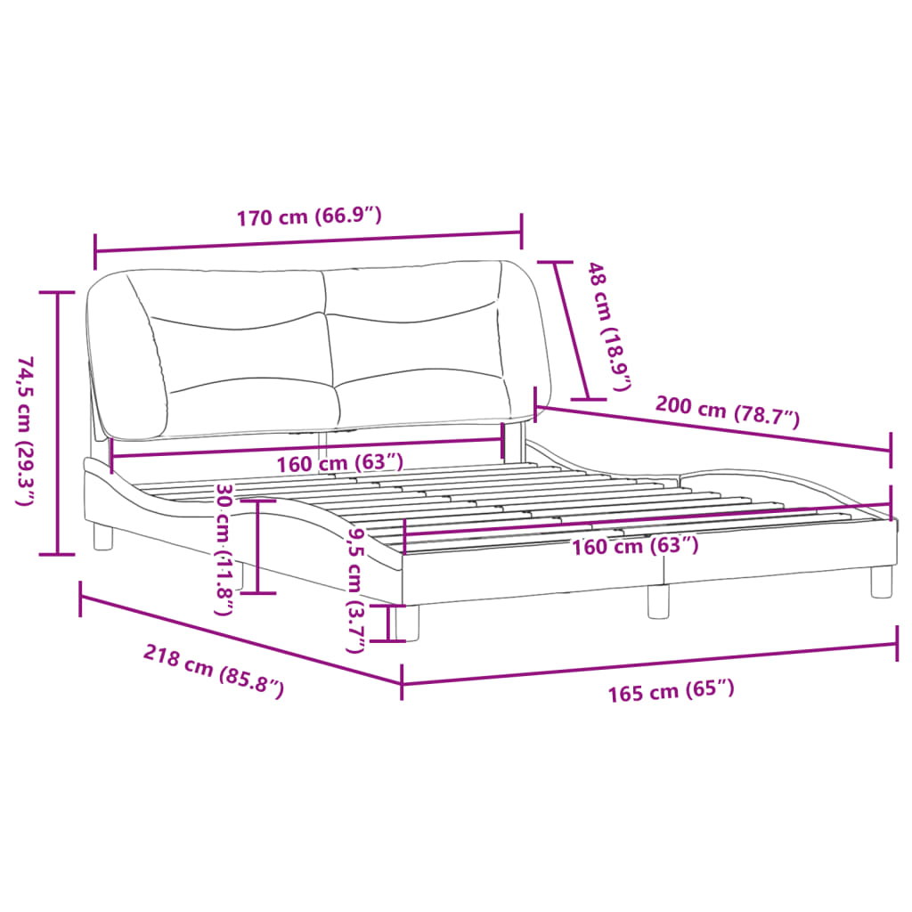 Cadre De Lit Sans Matelas Hvar Tissu