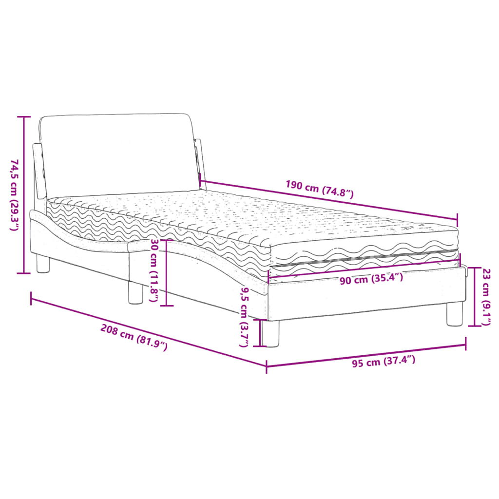 Lit Avec Matelas Dover Tissu