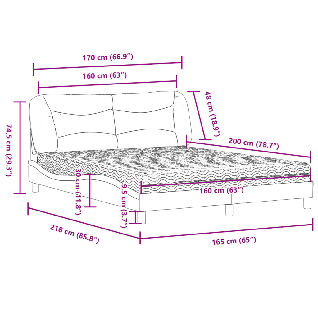 Lit Avec Matelas Hvar Tissu