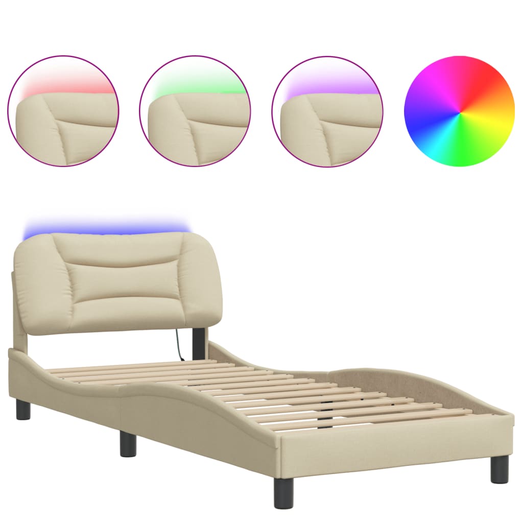 Cadre De Lit Avec Led Sans Matelas Hvar Tissu
