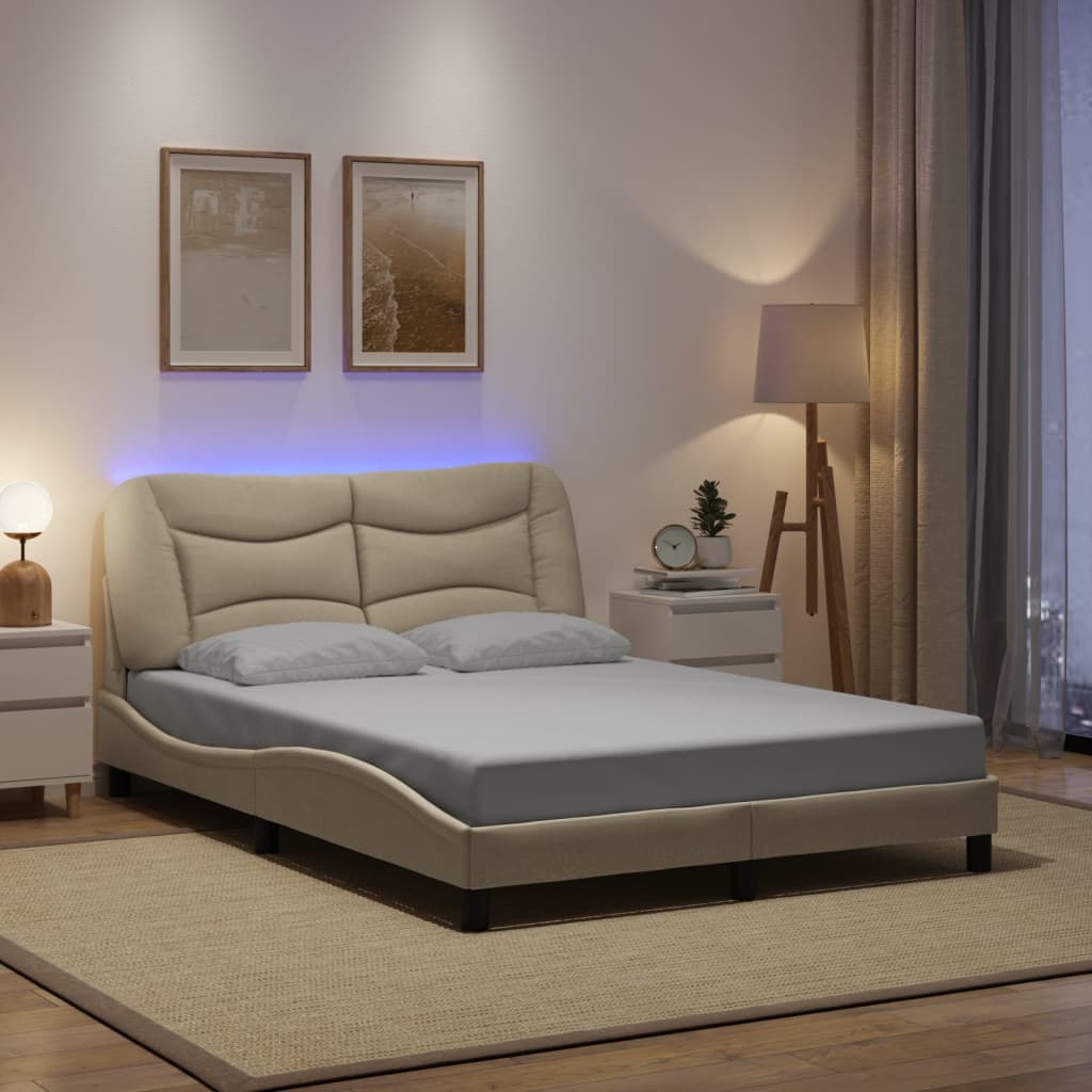 Cadre De Lit Avec Led Sans Matelas Hvar Tissu