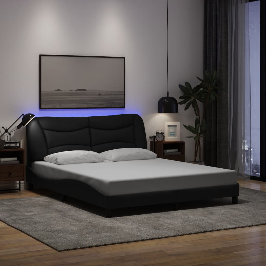 Cadre De Lit Avec Led Sans Matelas Hvar Tissu