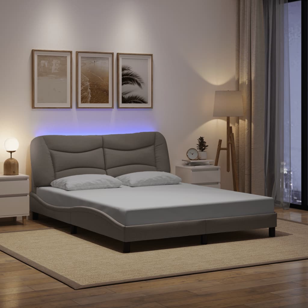 Cadre De Lit Avec Led Sans Matelas Hvar Tissu