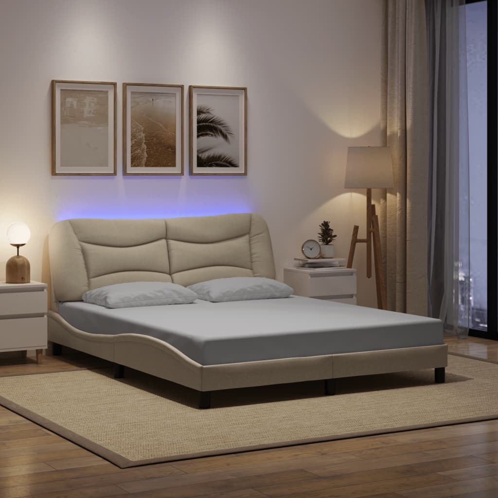 Cadre De Lit Avec Led Sans Matelas Hvar Tissu