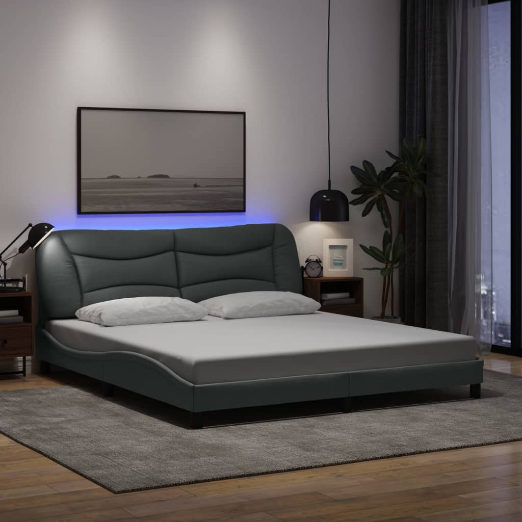 Cadre De Lit Avec Led Sans Matelas Hvar Tissu