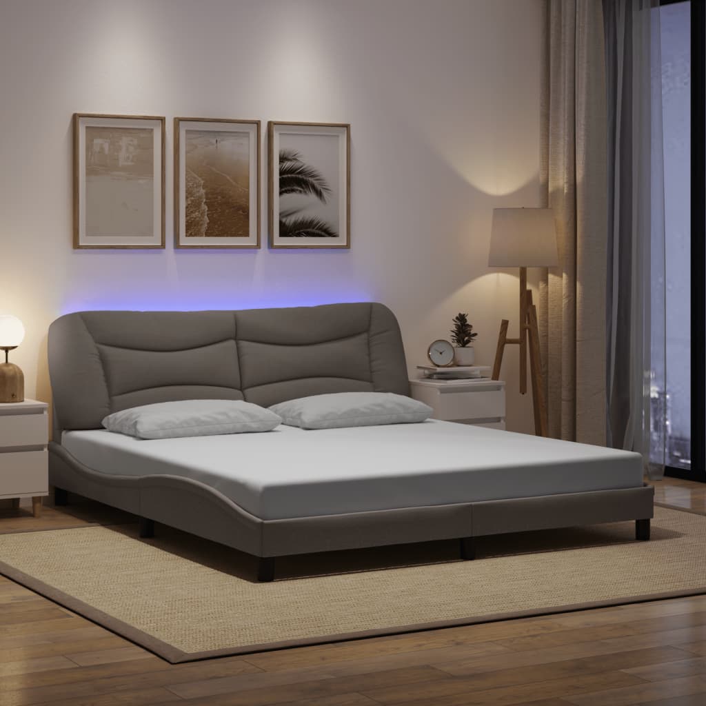 Cadre De Lit Avec Led Sans Matelas Hvar Tissu