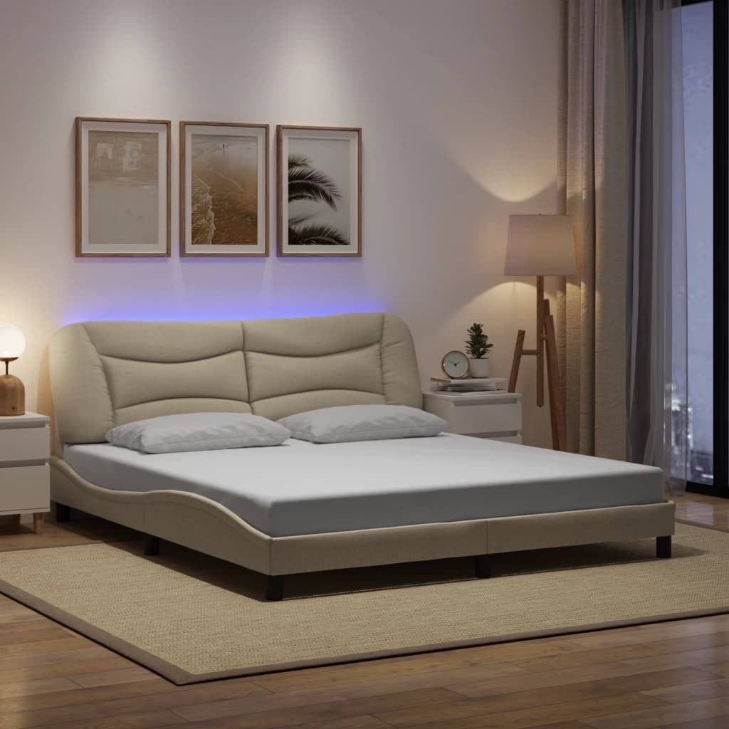 Cadre De Lit Avec Led Sans Matelas Hvar Tissu