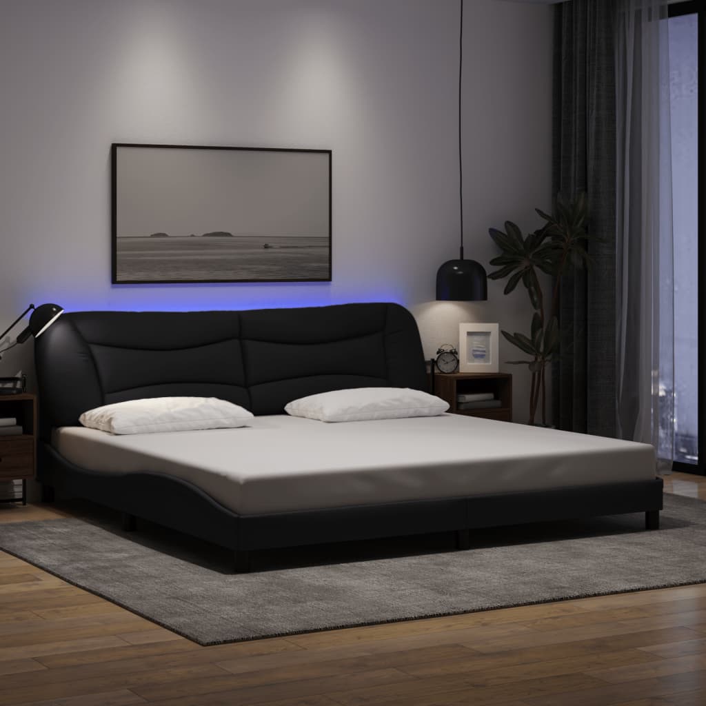 Cadre De Lit Avec Led Sans Matelas Hvar Tissu