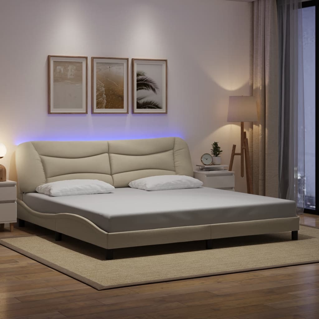 Cadre De Lit Avec Led Sans Matelas Hvar Tissu