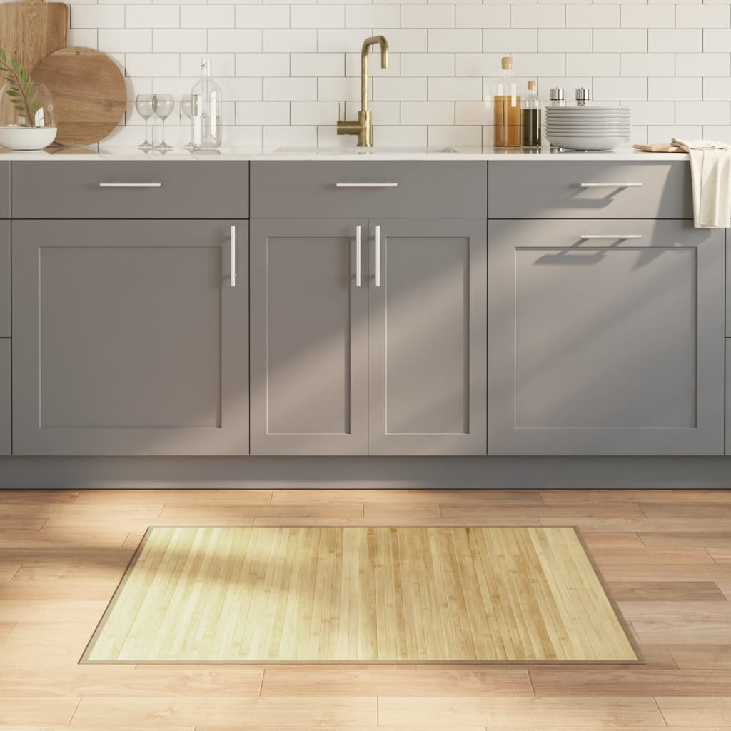 Tapis Rectangulaire Naturel Clair Bambou