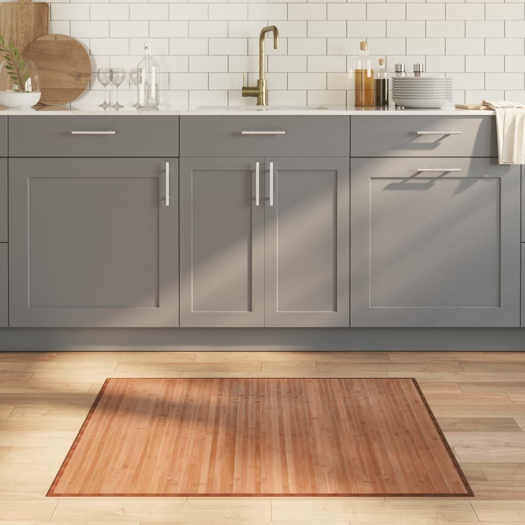 Tapis Rectangulaire Naturel Clair Bambou