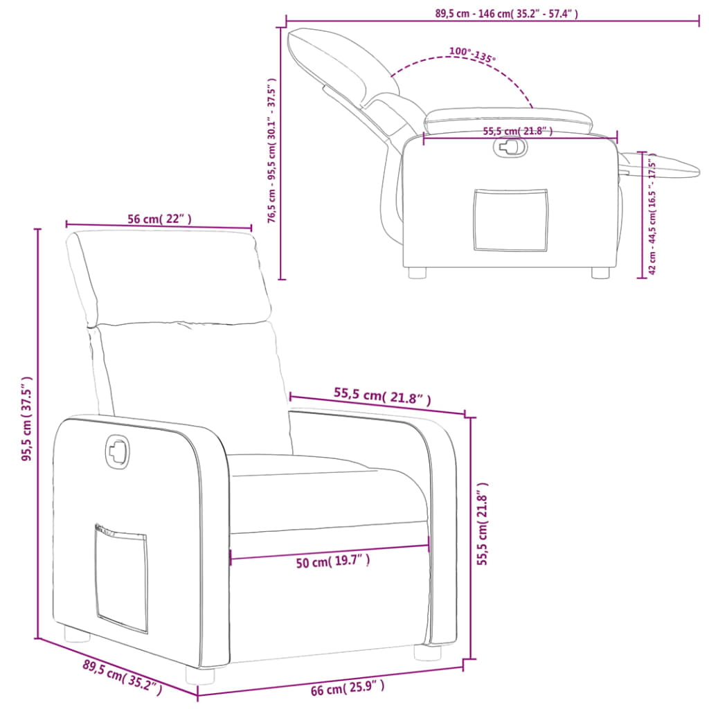 Fauteuil Inclinable Similicuir Cappuccino