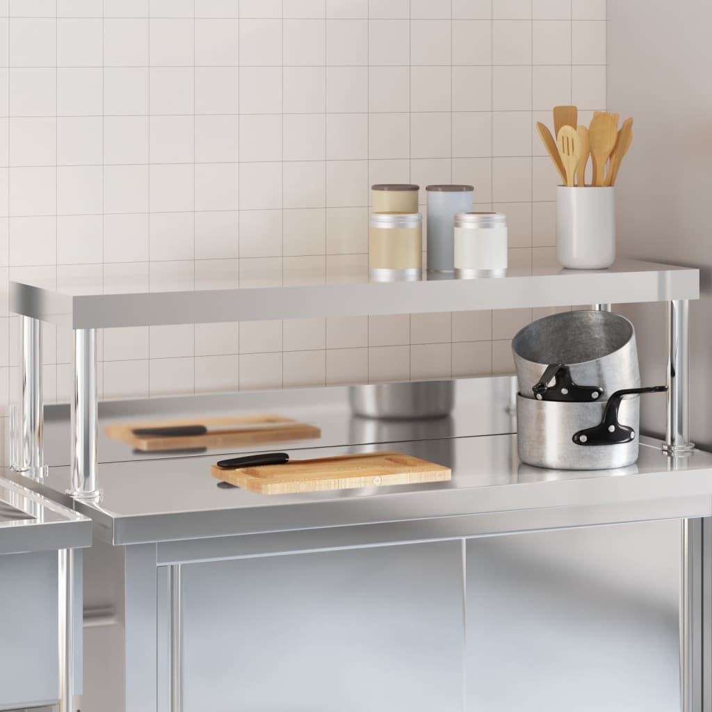 Étagère De Table De Travail À 2 Niveaux Inox