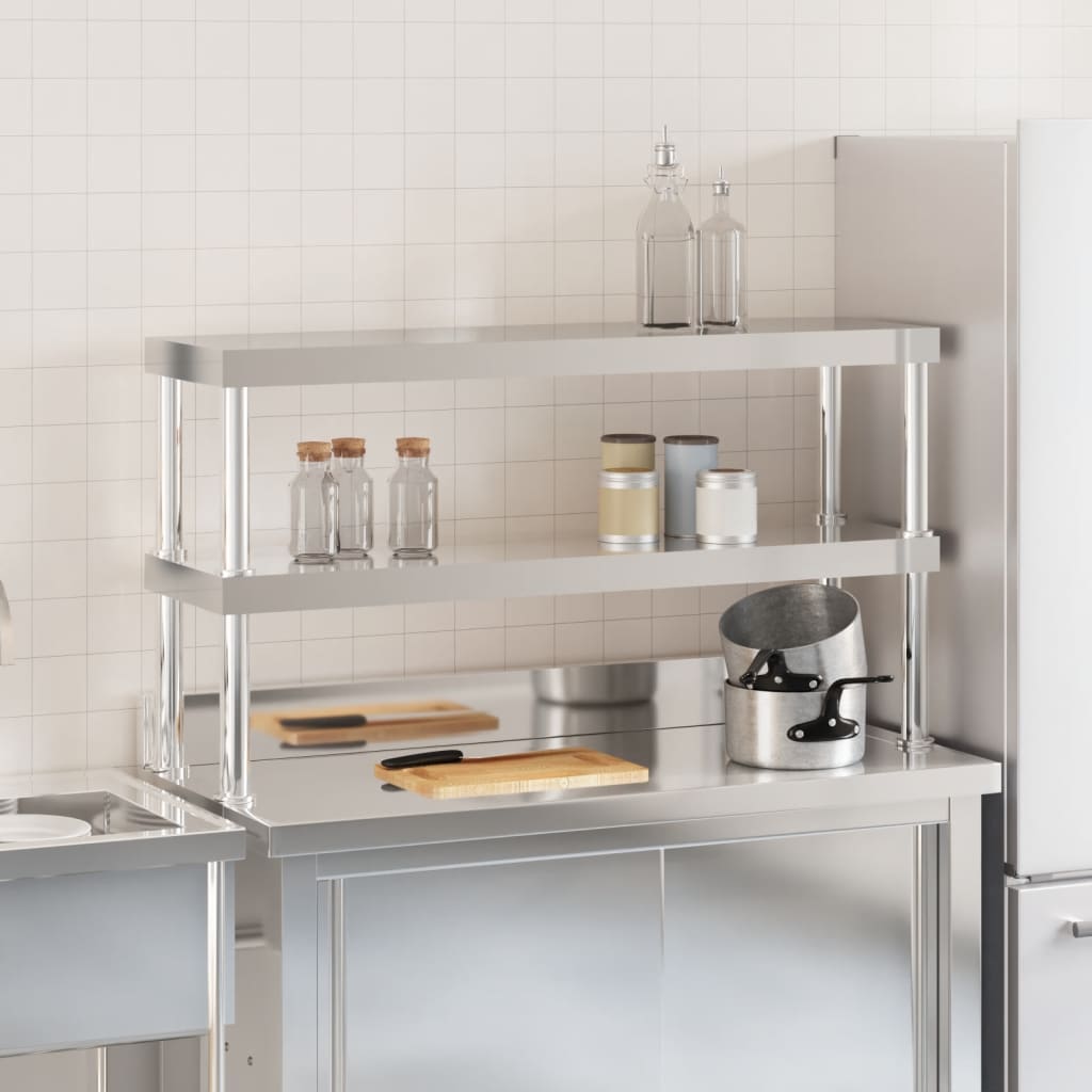 Étagère De Table De Travail À 2 Niveaux Inox